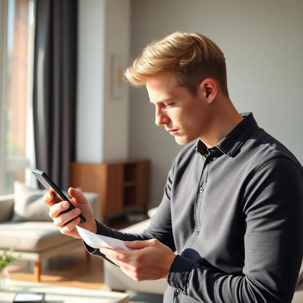Persoon die digitale bonnetjes scant met smartphone voor administratie