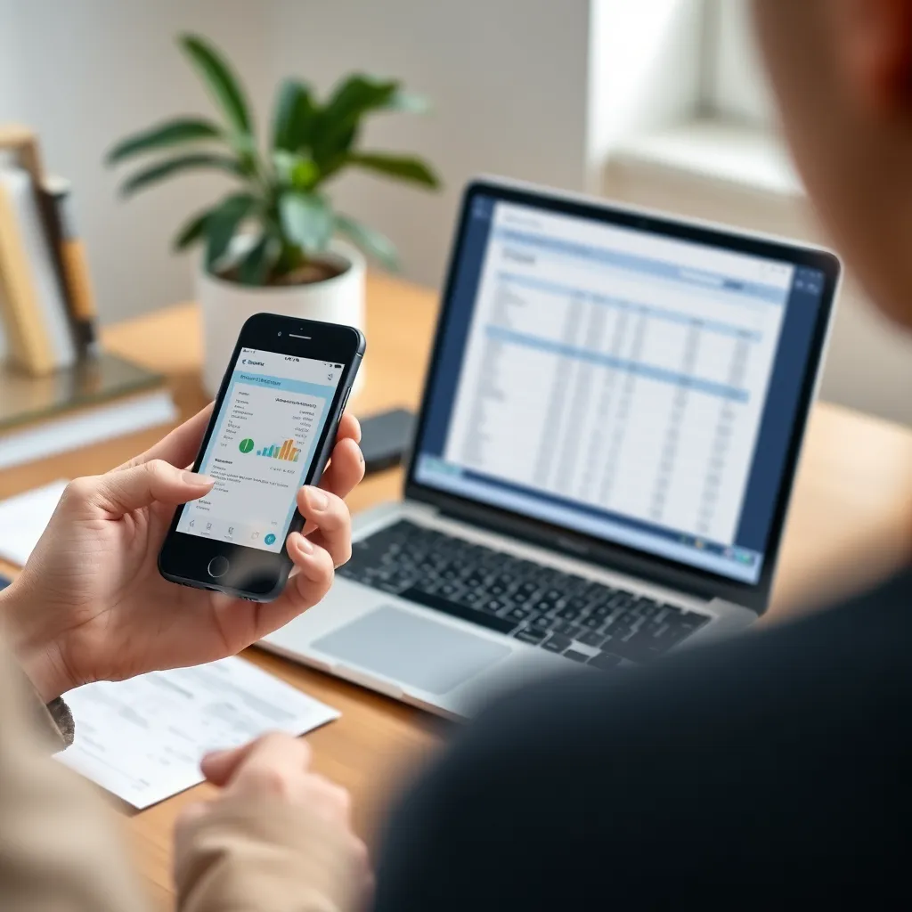 Persoon die bonnetjes scant met smartphone app