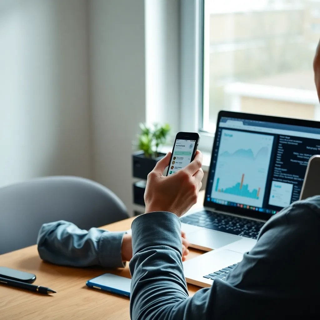 Persoon die financiële voortgang bekijkt op computer