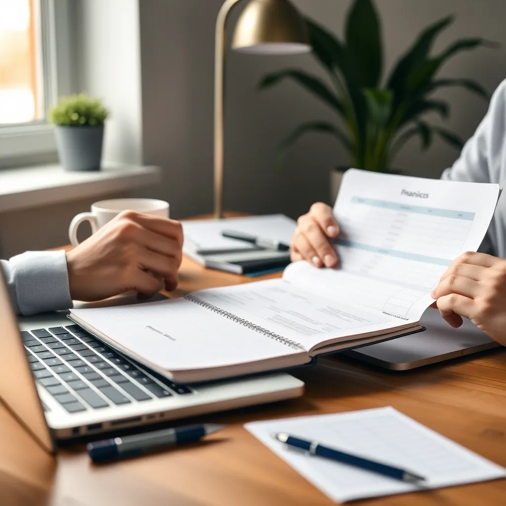 Laptop met financiële spreadsheet en smartphone met budgetapp