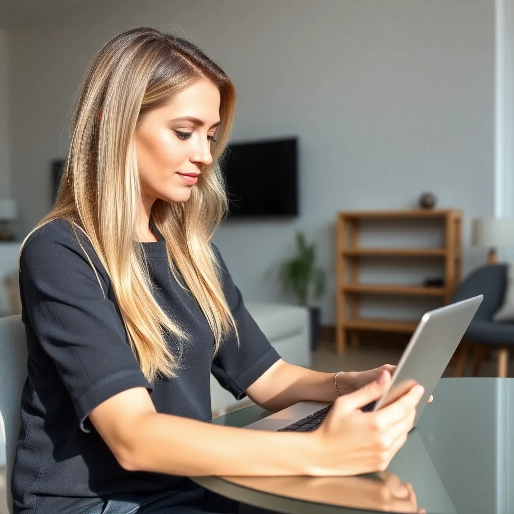 Persoon die financiële software gebruikt op laptop en tablet