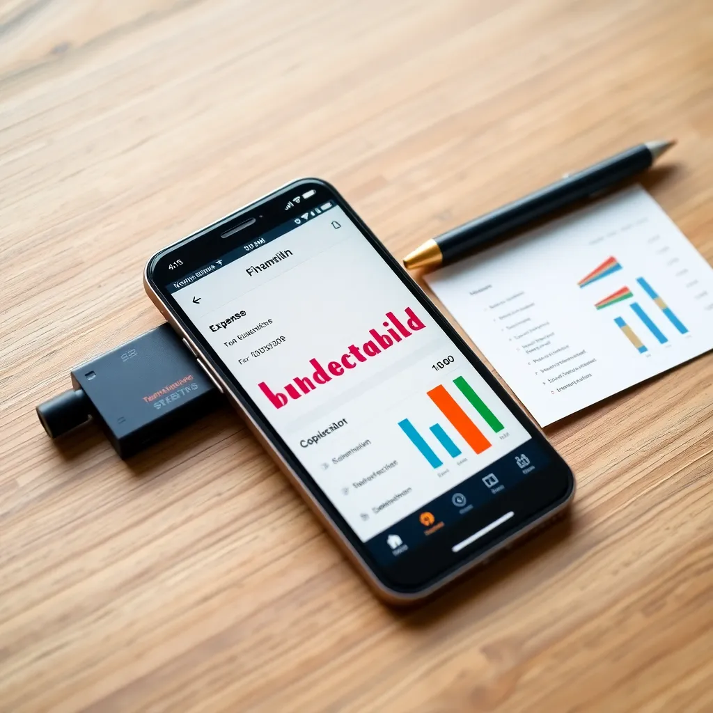 Smartphone met financiële app die uitgavenoverzicht toont